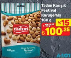 TADIM KARIŞIK FESTİVAL KURUYEMİŞ 180 G TADIM KARIŞIK FESTİVAL KURUYEMİŞ 180 G